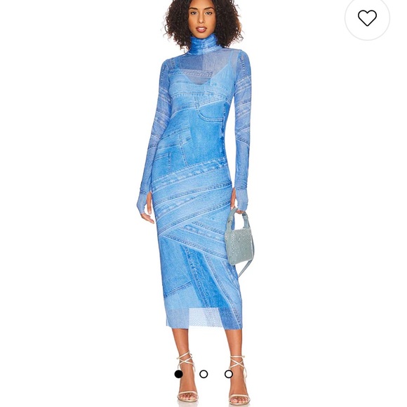 AFRM Dresses & Skirts - AFRM denim print sheer maxi dress